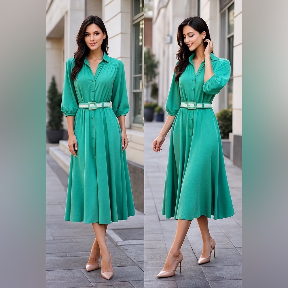 Vintage 1980s Lady Carol of New York belted secretary dress size small
